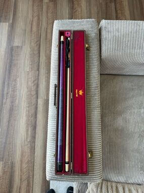 Vintage Mali Pool Cue Set in Red Velvet Case